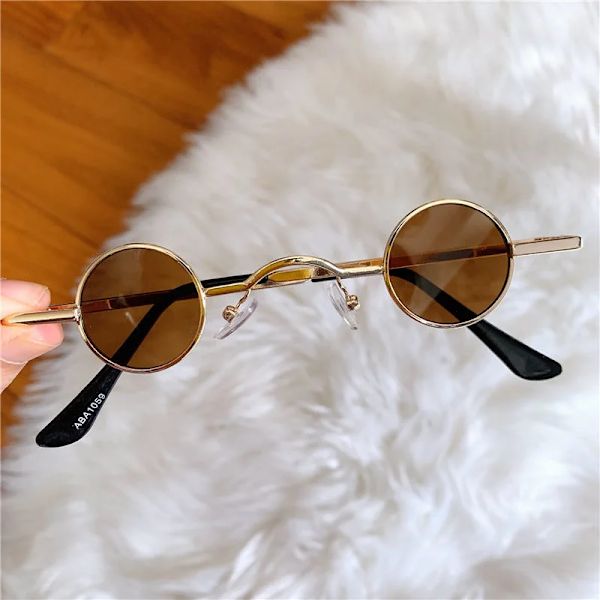 Vintage Punk Runda Solglasögon Kvinnor Retro Solglasögon För Kvinnor Ultra Small Ram Hip Hop Style Mode Metall Oculos De Sol Type 6 Other