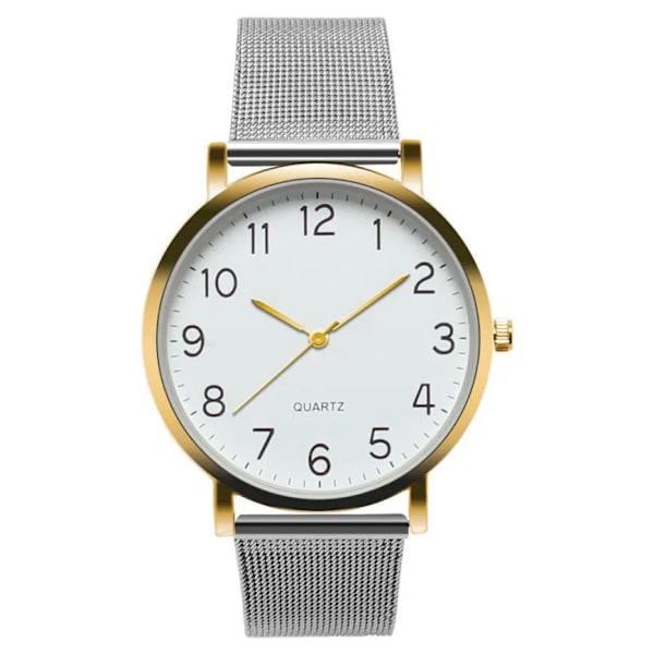 Mode Watch Quartz Steel Mesh Band Enkelt arabiskt nummer Studentklockor Damklocka Reloj Mujer Gold