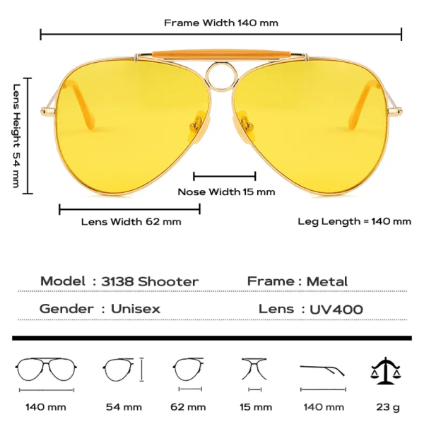 JackJad New Fashion 3138 SHOOTER Stil Vintage Aviation Solglasögon Metal Circle Brand Design Solglasögon Oculos De Sol Med Huva C5 Black G15 UV400