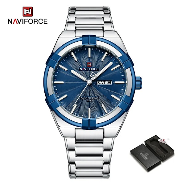 Topp originalmärke NAVIFORCE Quartz klockor för män Lyx vattentät rostfritt stål Casual Armbandsur 2023 Ny modedesign SBE-BOX
