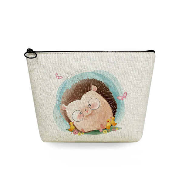 2022 tecknad igelkottsblomma printed kosmetisk väska för kvinnor Harajuku Casual Makeup-väskor Bärbar rese-toalettväska Case sn5705 Hedgehog Bag