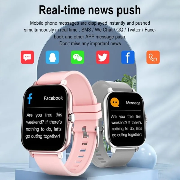 Smart Watch Bluetooth Call Dial Information Push 1,69 Pekskärm Multi Sport Mode Weather Custom Dial Sportarmband Pink