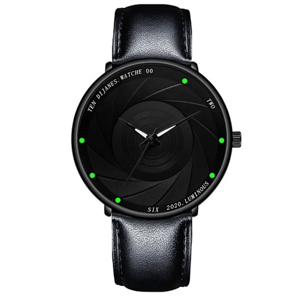 Minimalistiska herrmodeklockor Ultratunt rostfritt stål Mesh -bälte Quartz Watch Herr Casual Läderklocka reloj hombre Leather Black Black
