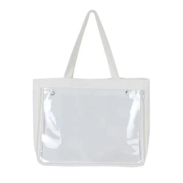 Ny japansk Kawaii Ita-väska Kvinnor High School Tonårsflickor JK-väska Stor canvasväska PVC Transparent itabag Axelväska Kvinnor White