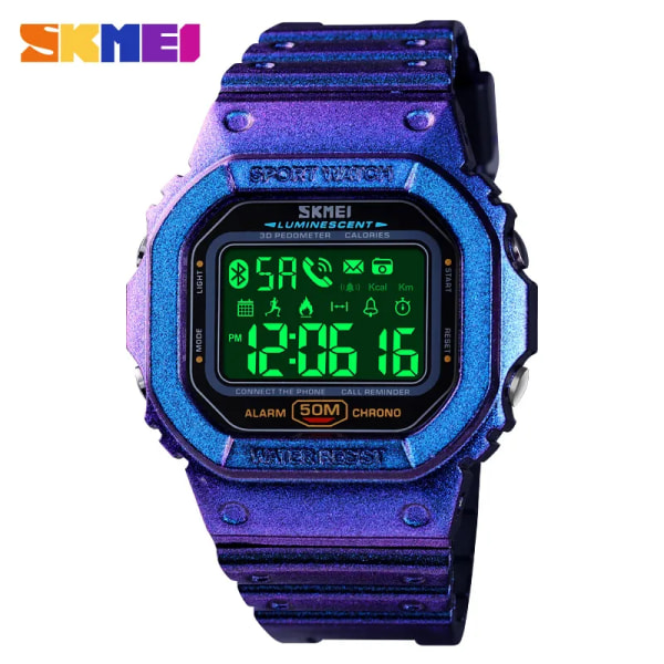 SKMEI 1629 Sport Digital Watch Militär stegräknare Kalorispårare Herr Bluetooth telefonpåminnelse Armbandsur Reloj Masculino fashion purple