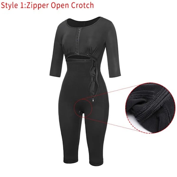 Helkroppsformare Kvinnor Body Shapewear Magformare Magen Smalare Fast kontroll Slida Fajas Dragkedja Gaine Post Partum Black L