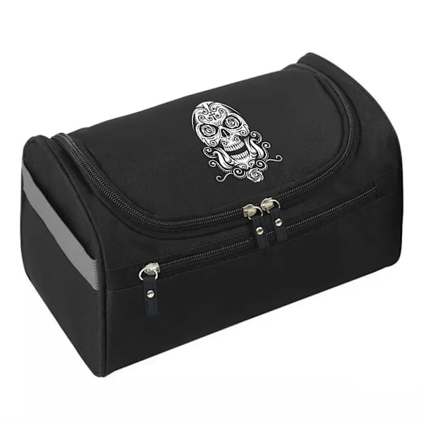 2022 MakeUp Wash Pouch Dam Resetoalettväska Hook Up Kosmetikväskor Män Dragkedja Handväska Case Skull Print Organizer 6Skull008