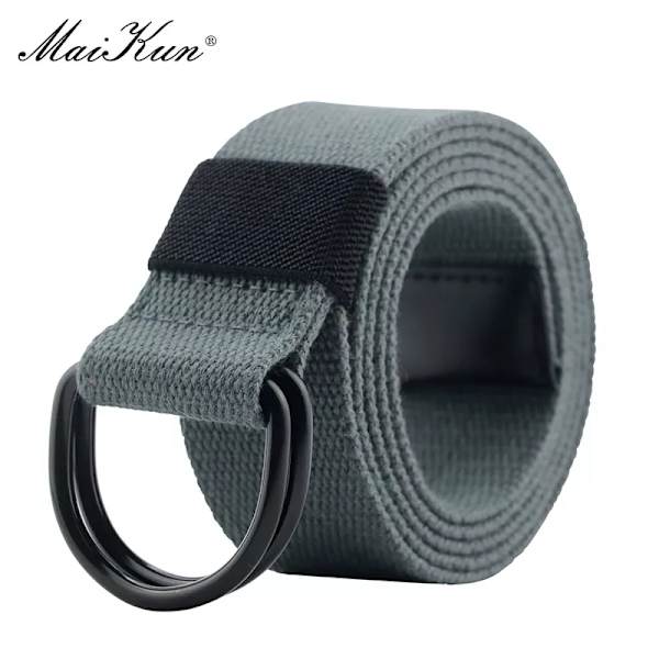 Maikun Tactical Canvas Herrbälte Högkvalitativ unisex dubbel D-ringsspänne Midjeband Casual Canvas Dambälte Tyg för jeans Dark Grey 110cm