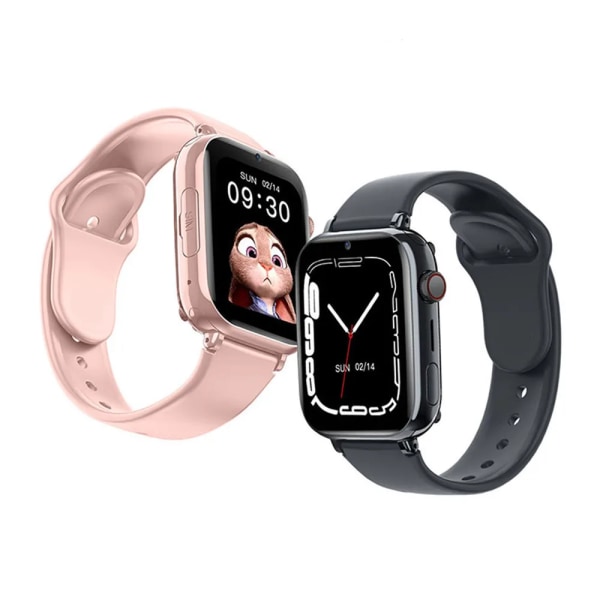 Barn 4G Smart Watch SOS GPS Platsspårare Simkort Videosamtal WiFi Chat Kamera Ficklampa Vattentät Smartwatch För Barn Pink