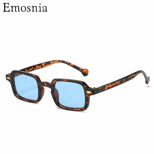 Emosnia Mode Fyrkantiga Solglasögon Kvinnor Nya Retro Nitar Dekoration Gradient Nyanser UV400 Män Leopardblå Solglasögon C02 LeoBlue As Photos Showing
