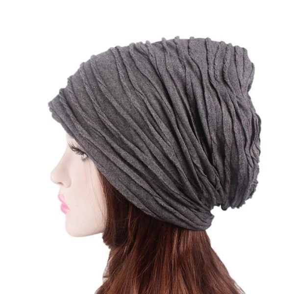 Dam & Herr Bomullsvikta Enfärgade Beanies Kemohättor Håravfall Stretch Turban Vinter Höst Hatt För Dam Tunn Beanie Hip Hop Hatt Black