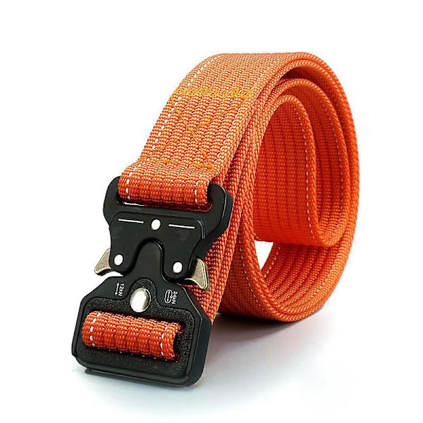 Army Nylon Herr Midjerem Elastiskt Metallspänne Gördel Röd Blå Orange Grå Taktisk Nylon Militärt tungt bälte belt 2 hooks(.1973) 125cm(.1973)