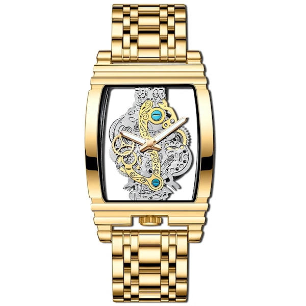 2023 Mode Watch Toppmärke Lyx Sport Kvarts Herrklockor Stål Vattentät ihålig Armbandsur Herr Relogio Masculino Rose gold