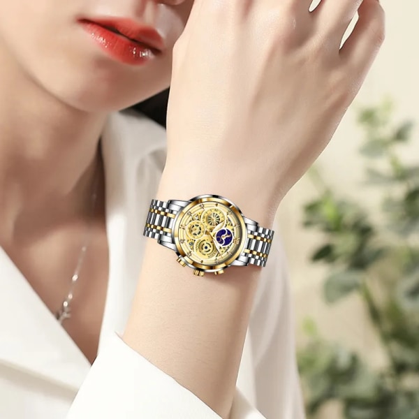 LIGE Watch Kvinna Lyxmode Vattentät watch för kvinnor Klockor Quartz Rostfritt stål Klocka Present Relogio Feminino+box Rose gold white