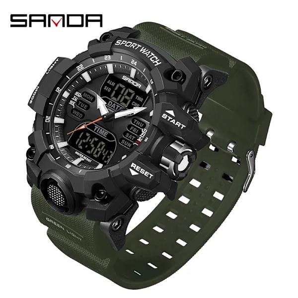 Ny 2023 Step Calorimeter Single Display Electronic Sanda 6126 Watch Simple Nightlight Vattentät Sport Electronic Watch green black