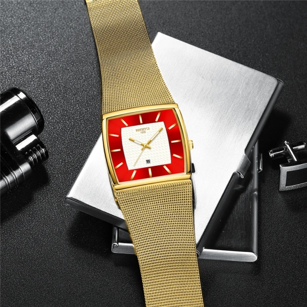 2022 NIBOSI fyrkantig design herrklockor Toppmärke Lyxiga ultratunna armbandsur för män Vattentät Auto Date Relogio Masculino NI2376-QHJD