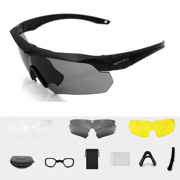 Tr90 Military Goggles 3 lins Solglasögon Skottsäkra Army taktiska Glasögon skytte Glasögon MTB Cykling 5 PC lens(.296)
