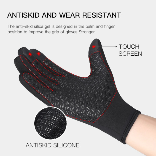 A0001 Unisex Touchscreen Vinter Thermal Varma Helfingerhandskar För Cykling Cykel Cykel Skidor Utomhus Camping Vandring Motorcykel Black L