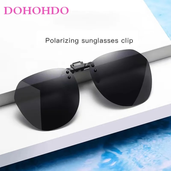 Män Mode Clip On Polarized Solglasögon Lins Dam Driver Flash Spegel Lins Sol Clips Glasögon Cover Night Vision Eyewear UV400 Black as show