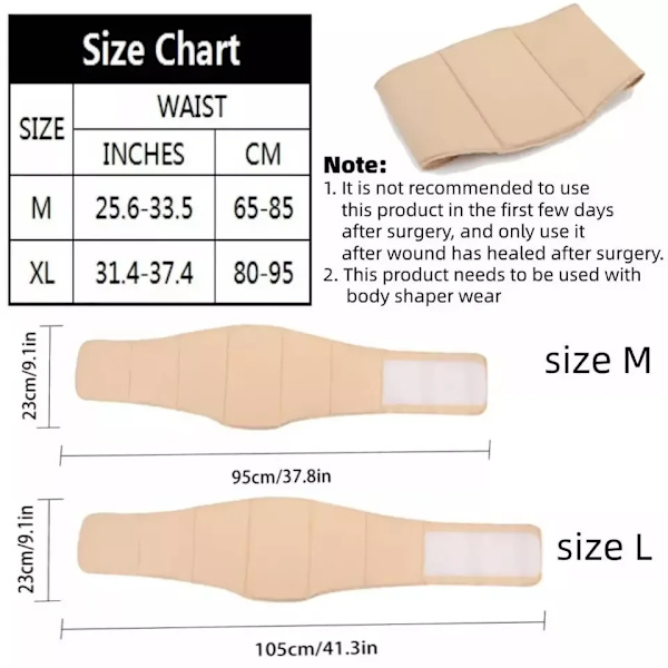 360 Lipo Foam Wrap Around Ab Board Efter operation Utplattad magkompression Midja Magbord för fettsugning Beige M