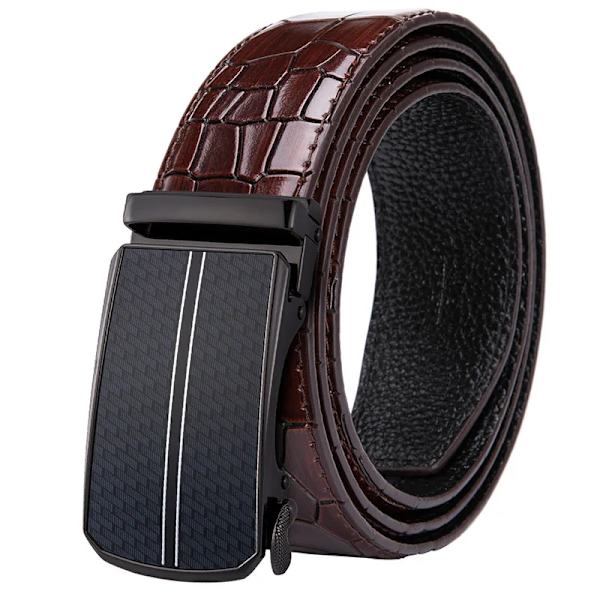 Hi-Tie Herr Designer Mode Rött Läderbälte Herr Guldspänne Lyxigt Coolt Läderbälte för jeans Röd krokodilrem DJ-2036-C 2001-DJ-C 120cm