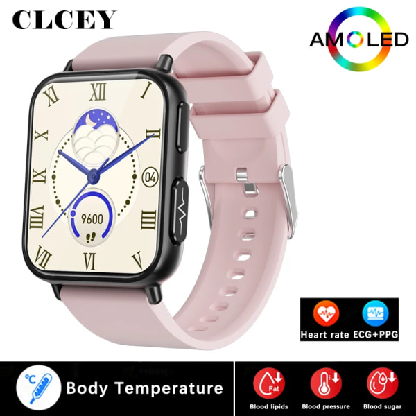 Ny EKG+PPG Smart Watch Herr Hälsa Blodsocker Puls Blodtryck Fitness Sportklockor IP68 Vattentät Smartwatch Pink silicone