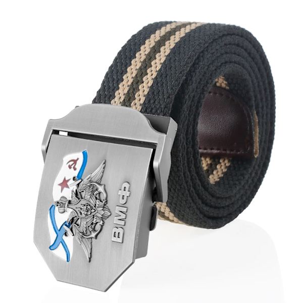 SupSindy Herr&Kvinnor Canvasbälte 3D rysk marinblå ВМФ Metallspänne Jeans Midjeband USSR Militärsoldater Taktiska bälten Mansrem Green stripes 130cm