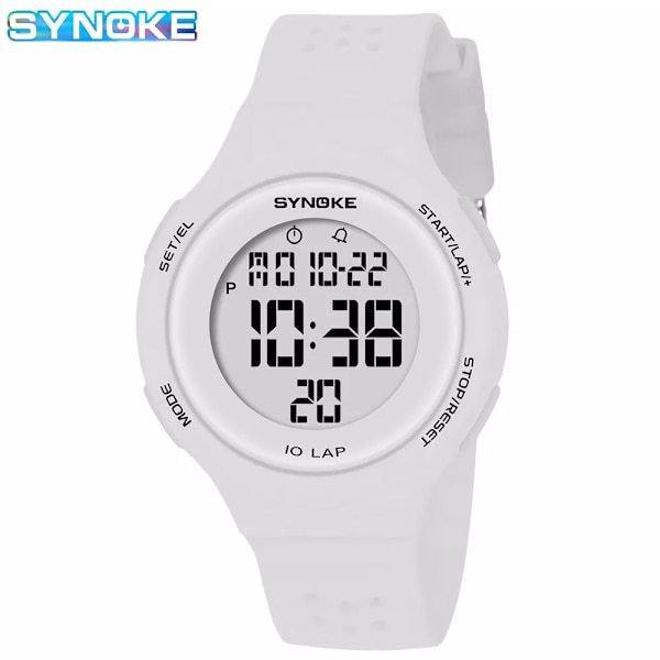 Digitala damklockor Ultratunna 50 m vattentät watch för damer Led elektronisk kvinnlig klocka Damarmbandsur Reloj Mujer White Watch