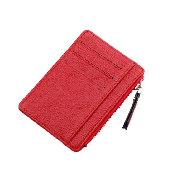 Mode PU-läder Business ID-korthållare Kreditbricka Hållare Busskort Cover med nyckelring red