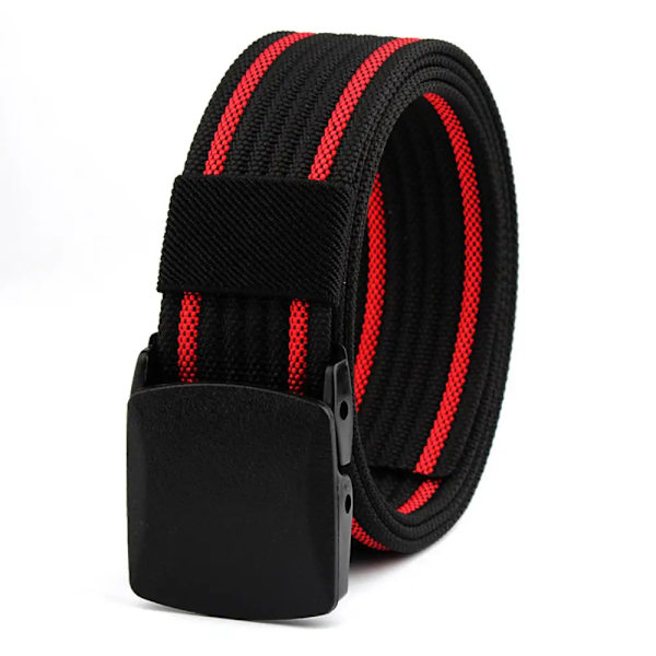 Nylon Canvas Vävt Bälte Utomhus Taktiskt Bälte Inget Metall Elektriker Byxor Bälte Fast Militärträningsbälte Högkvalitetsrem Black red(.916)