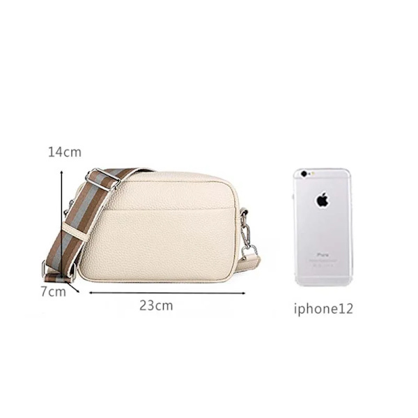 Klassiska axelväskor Damväskor och handväskor Bred tygrem Crossbody Solid Bag Dam Daglig användning Dragkedja PU Axelväskor Beige