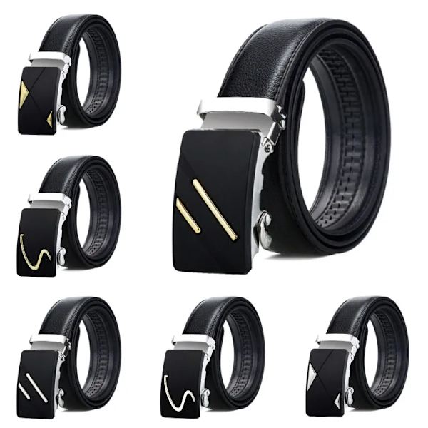 Ny stil 120 cm herrbälte med automatiskt spänne Lyxigt Casual Fashion Business Högkvalitativa midjeband i konstläder Grind Silver4-120cm 120cm