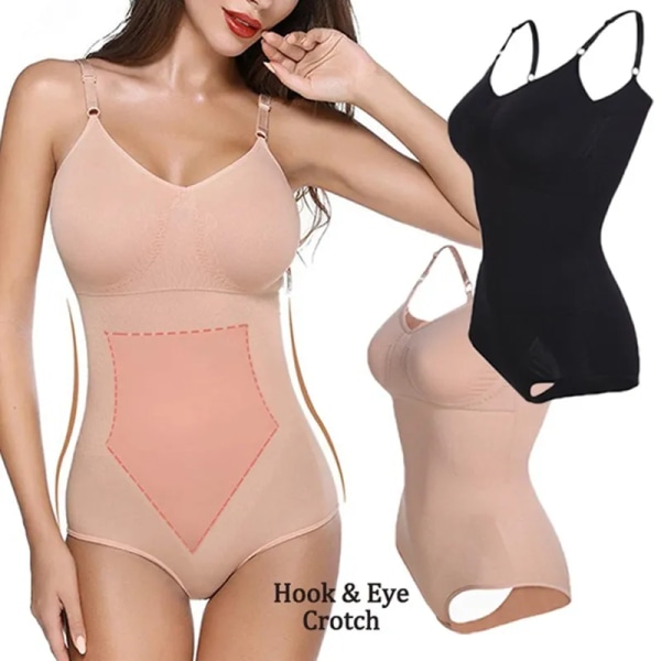 Kvinnor Body Shapewear Slät kropp Briefer Butt Lifter Magkontroll Body Shaper Extra fast sömlös One Piece Shaper med BH Black L