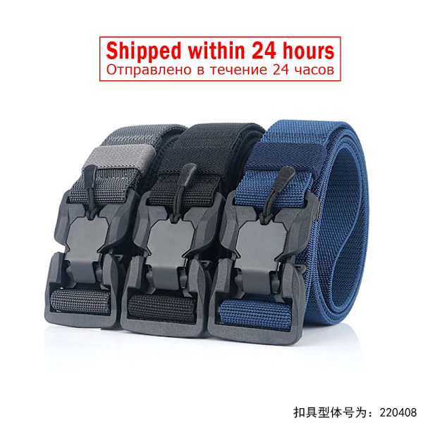 Taktiskt bälte Magnetiskt spänne Quick Release Elastiskt bälte Casual Nylon Träningsbyxor för män Bälte KK50 ArmyGreen 125cm