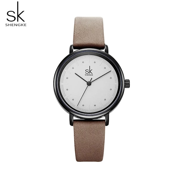 Shengke enkel watch för kvinnor brunt retro läder Relogio Feminino Toppmärke Dammode Minidesign Quartz Reloj Mujer coffee