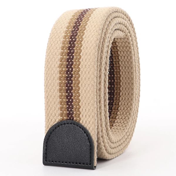 Hot Tactical Canvas Bälte Utan Spänne Joker Utomhus Män Kvinnor Anpassa Förläng Designer Multifunktionell Militär Jeans Bälte Khaki stripes 110cm