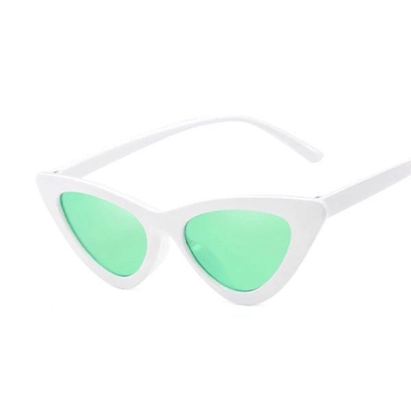 Sexiga Cat Eye Solglasögon Kvinna Märke Designer Spegel Svart Triangel Solglasögon Kvinnliga Linsskydd för Dam Glasögon UV400 WhiteGreen