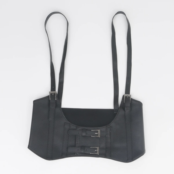 Flerfärgad Oversize Kvinnlig midja Underbyst Korsett Gothic Sele Rem Gummi Gördel Elastiskt Bälte Cummerbund för kvinnor Dam matt black Total length 70cm