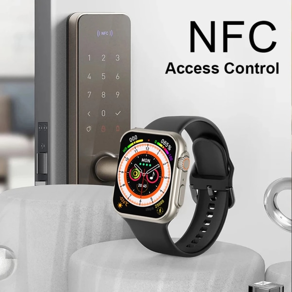 Watch 8 Ultra Smartwatch For Man Woman Fitness NFC Original 1:1 IWO Series 8 BT Call Smart Watches För Apple Android Phone Black add GreenGS
