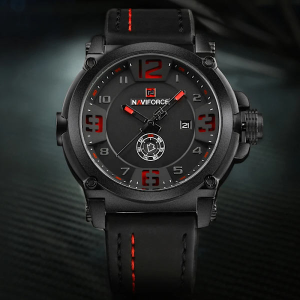 NAVIFORCE Sport Herrklockor Toppmärke Lyx Vattentät Läder Kvarts Armbandsur 9099 Relogio Masculino brown