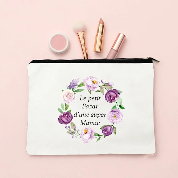 Super Mamie Franska printed sminkväskor Kvinnor Kosmetikväska Case Organizer Kvinnlig Tvätt Förvaringspåsar Mormor Presenter TW195963-TBWH-D