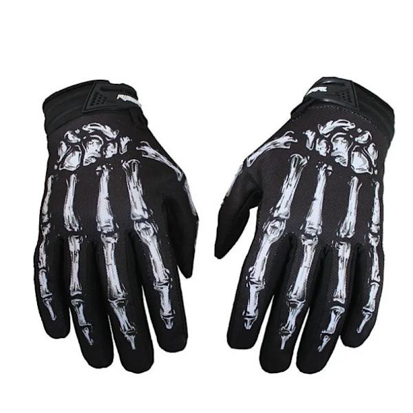 Novely Outdoors Cykelhandskar för män Cykel Motorcykel Skalle Ben Skelett Goth Full Finger Ridhandskar Herr Cykelutrustning Black L