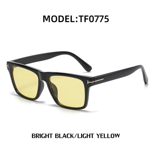 nytt mode tom varumärke tf rektangel solglasögon kvinnor män 2022 lyxdesigner hög kvalitet Ins populära oculos de sol uv400 black-yellow uv400