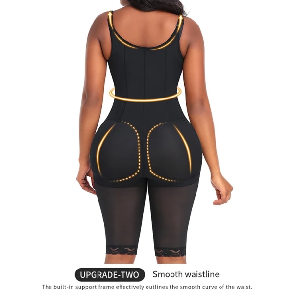 Helkroppsformare Postpartum Fajas Colombiana Kvinnor Magkontroll Kroppsform Frontstängning Postpartum Bodysuit Waist trainer 98-D1635 Black S