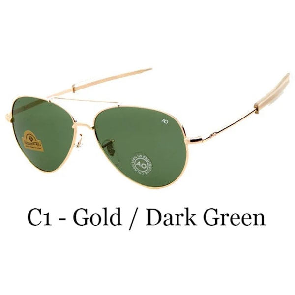 Märke Herr Solglasögon Army MILITARY MacArthur Aviation Style AO Allmänt Solglasögon Amerikansk lins Optiskt glas Oculos De Sol C1