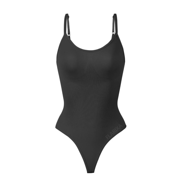Flarixa Shapewear Dam Magkontroll Sömlös Body Shaper String String Elastisk Spaghetti Strap Body Plus Size Shaping Corset Black M