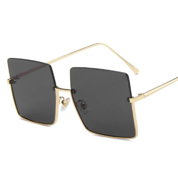 Mode överdimensionerade fyrkantiga solglasögon Kvinnor Märke Retro Stora Solglasögon Kvinnliga Metall Semi-Rinless Designer Oculos De Sol Gold Blue other