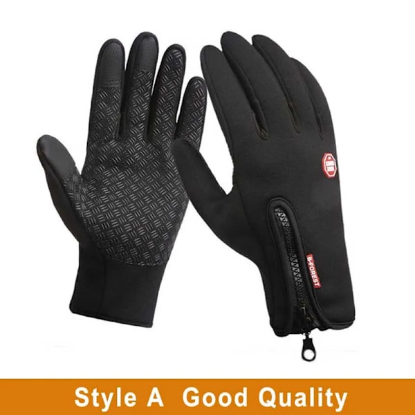 Pekskärm Vinter Thermal Varm Cykling Cykelhandskar Cykel Skidor Utomhuscamping Vandring Motorcykelhandskar Sport Helfinger A Black XL