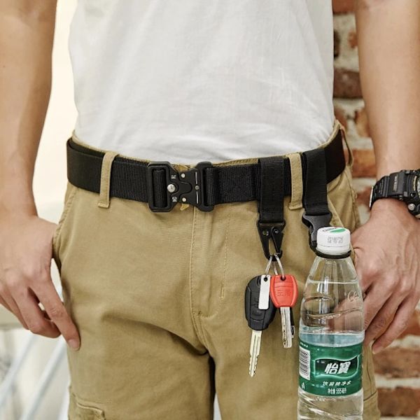 125-145CM taktiskt armébälte Militärträning Battle Nylon midjebälte Överlevnadstillbehör Krok Automatiska metallspännen för män 4.3cm Khaki belt 125cm