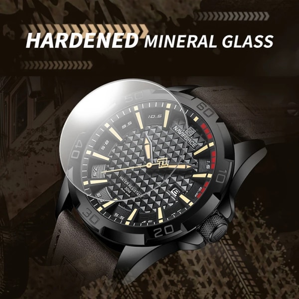NAVIFORCE Herr Casual Militär Quartz Watch för män Läder Vattentät klocka Relogio Masculino NF8023 BWB